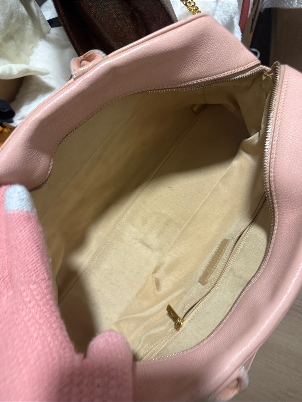 Chanel pink quilted caviar leather bowling bag - Picture 12 of 17